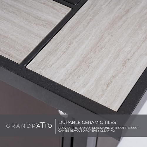 Grand Patio 32-Inch Outdoor Fire Pit Table, 50,000 BTU CSA Approved Square Propane Fire Pit Table with Ceramic Tile Top, Lava Rocks, Outdoor Fire Table for Patio, Garden, Backyard - 5
