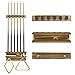 Giassvio Pool Stick Holder Wall Mount - Pool Cue Rack for 6 Pool Sticks and Billiards Accessories, Rustic Style (Charcoal-Brown)