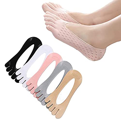 5 Pairs Orthopedic Toe Compression Socks, No Show Five Toes Socks, Breathable Split Toe Five Finger Socks