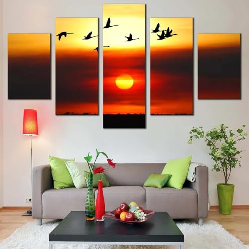 Impression sur toile decoration murale haut de gamme paysage oiseau grand format