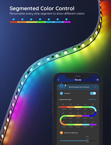 Govee 32.8Ft Led Strip Lights Rgbic App Control, Smart Led Strips With Segmented Color Control Intelligent Color Picking, Music Sync Led Lights For Bedroom, Living Room, Kitchen, Home Decor (2X16.4Ft) #TOP1