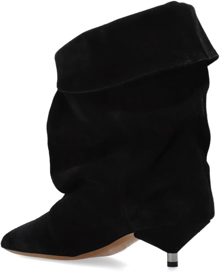 Women's Suede Ankle Boots Kitten Heel Pointed Toe Slouchy Fold Boots Slip On Causal Winter Cowboy Short Booties Ladies - Image 5