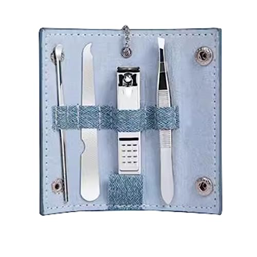 爪切りセット 厚い爪カッター マニキュアセット ピンセット付き 眉毛抜き 爪トリミング用 男性と女性用 (Color : Blue)