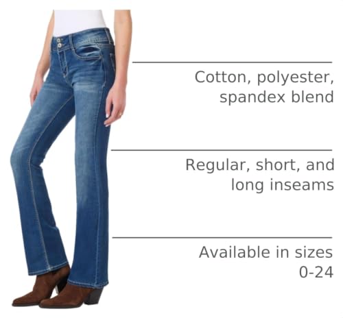 Image of WallFlower Luscious Curvy Bootcut Jeans for Women, Mid-Rise Insta Stretch Denim, Size-Inclusive Juniors Jeans