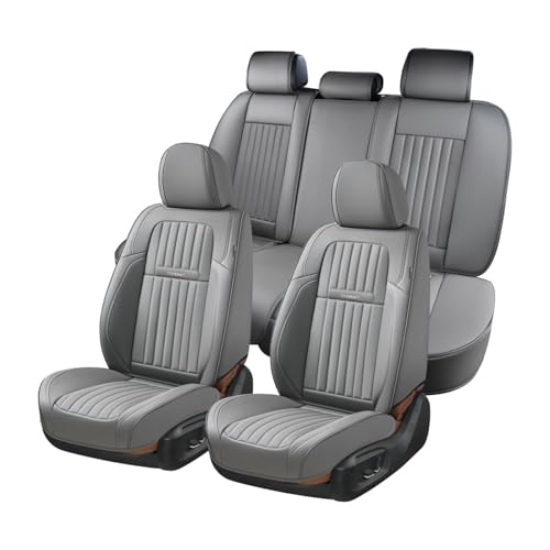 Image of Coverado Car Seat Covers Full Set, Seat Covers for Cars,Gray Car Seat Cover, Waterproof Car Seat Protector, 5 Pieces Nappa Car Seat Cushion, Car Seat Covers Front Seats and Back Fit for Most Cars