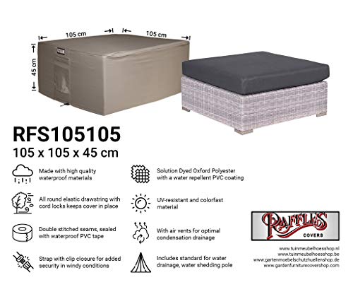 Raffles Covers NW-RFS105105 Hocker cover 105 x 105 H: 45 cm Protection cover for ottoman, Garden footstool cover, Outdoor cover for a hocker