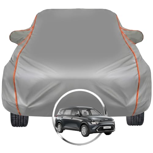 Image of Pivalo Car Cover for Kia Carens - Fits All Model & Year | 100% Waterproof All-Weather UV & Paint Protection | Premium 3-Layer Fabric | Triple Stitched with Reflective Piping (Grey)