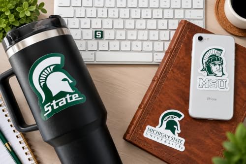 Image of Michigan State Stickers Decal MSU Merch Gift Spartan Car Water Bottle 14 Pc