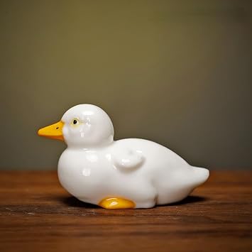 Duck Figurine Porcelain Figurines Handcrafted Ceramic White Duck Porcelain Sculpture Animal Ornament Off White,1 pcs,B