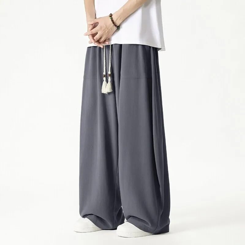 Men Casual Wide Leg Pants Men's Lantern Drawstring Loose Sweatpant Trousers2
