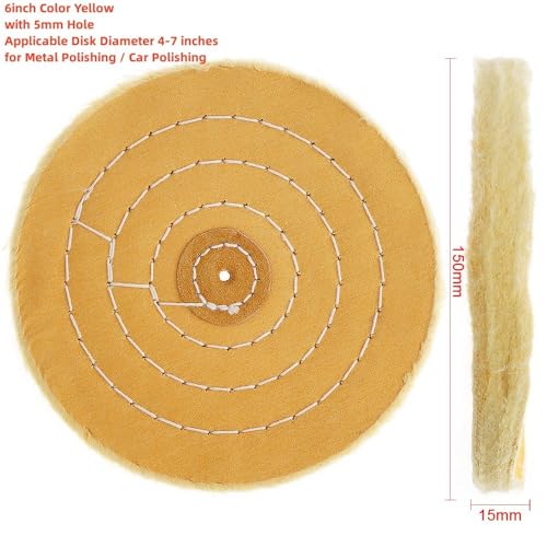 Roda de polimento de lã 4/5 polegadas em forma de algodão amarelo, almofada de algodão com furo de 5