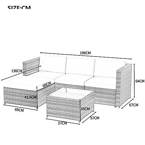 YOTH Gartenmöbel-Set aus Rattan, Gartenmöbel, Terrassenmöbel, Unterhaltungs-Set, Garten, Rattan-Möbel, Lounge-Set (grau) – Bild 3