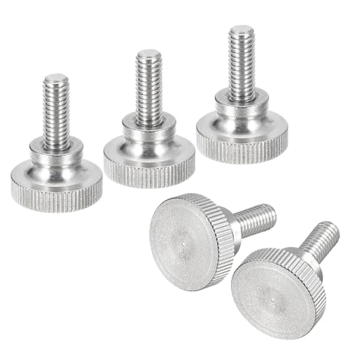 Uxcell A23112200UX0357 M6X16Mm Knurled Thumb Screws, 5Pcs 304 Stainless Steel Flat Knurled Head Thumb Screws Bolts With Shoulder Grip Knobs Fasteners cover