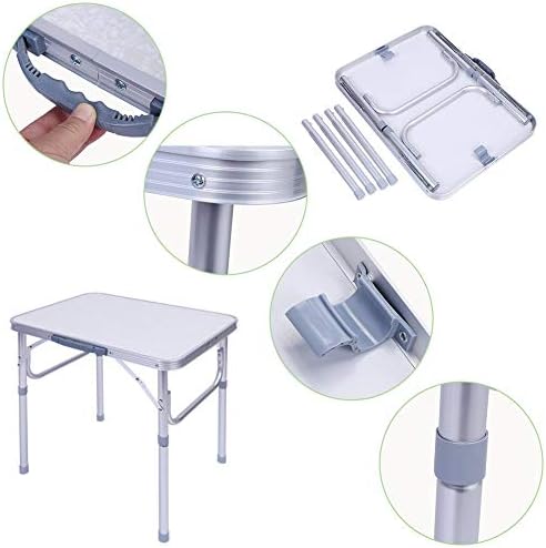 VOBOR Folding Camping Table,Garden Table Side Table Folding Picnic Table Height adjustable,Lightweight and sturdy aluminum alloy 60.2×45×56 cm, Easy to put up