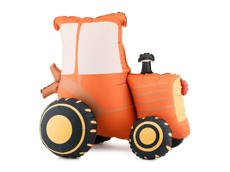 Standing Foil Balloon Tractor, Orange, 72x63.5 cm, Farm Theme Party Decoration