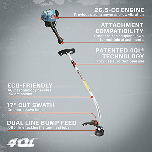 Senix 26.5 Cc Full Crank String Trimmer With Curved Shaft And Bump Feed, Blue, 17 Inch, Gtc4Ql-L #TOP1