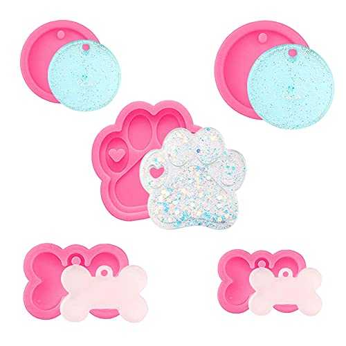 Molde de Silicona para Hueso de Perro, 5 Piezas Forma de Hueso de Silicona Colgante de Resina Molde, Moldes de Resina para Llaveros de Silicona para Chocolate