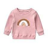 Kulcerry Infant Baby Boy Girl Rainbow Sweatshirt Crewneck Pullover Sweater Long Sleeve Shirt Fall Winter Clothes (Pink, 12-18 months)