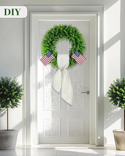 20'' Boxwood Wreath with Hello Sign – Farmhouse Spring Decor - Image 6