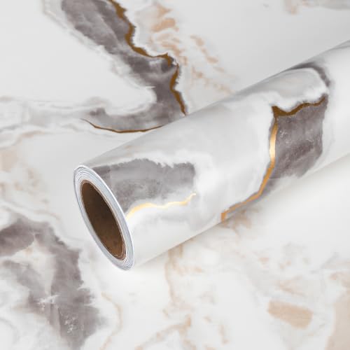 VEELIKE White Gold Marble Contact Paper
