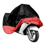 Wonderoto Weather Resistant Motorcycle Cover, Black and Red (XX Large)