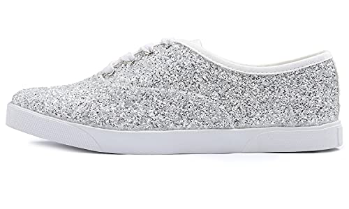 Image of FEVERSOLE Women's Fashion Dress Sneakers Party Bling Casual Flats Embellished Shoes