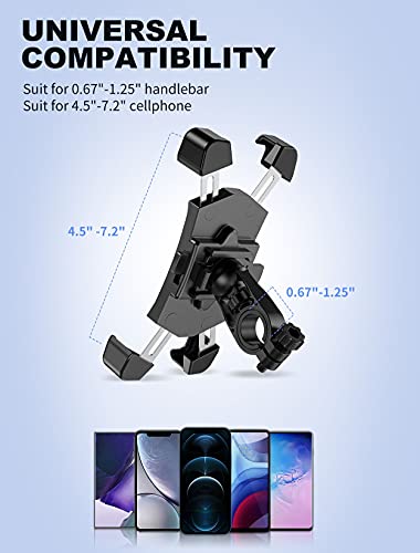 Bcway Bike Phone Mount, Detachable 360° Rotation Phone Holder, Stainless Steel Anti Shake Motorcycle Phone Holder, Compatible With Iphone 12 Pro Max/11 Pro Max, Samsung S20, Most 4.5'' To 7.2'' Phones #TOP4