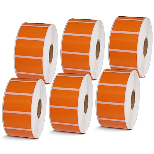 Étiquettes Zebra compatibles BETCKEY orange 38x22mm perforées pour colis et rangement - 6 rouleaux