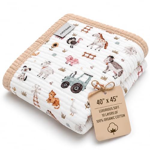 Organic Cotton Muslin Baby Blanket for Boys and Girls