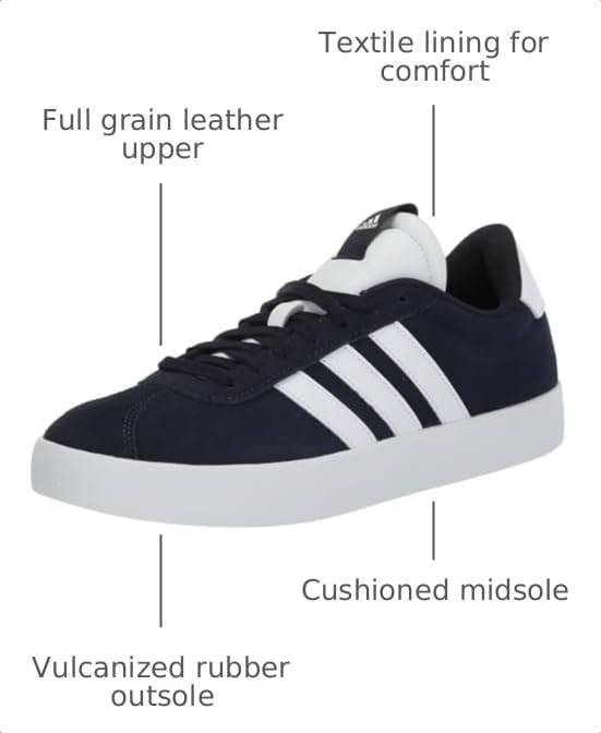 Image of adidas Mens Vl Court 3.0 Lace Up Sneakers Shoes Casual - Grey