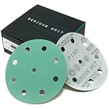 Serious Grit - 5-Inch 9-Hole 150 Grit Sanding Discs - Heavy-Duty Hook & Loop Velcro-Backed Film Disc
