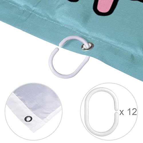 Rideau de douche avec crochets solides motif carlin licorne lavable