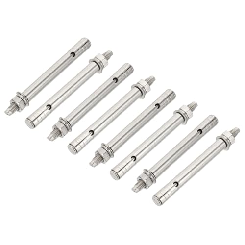 PATIKIL M6 x 80mm 304 Edelstahl-Expansionsbolzen, 8 Stück Externe Sechskant-Expansionschraube Bolzenhülse Verlängert für Beton Trockenbaukonstruktionsprojekte, Silber