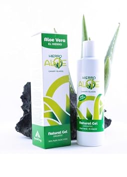Pure Aloe Vera Gel 3.4 Oz - 98% Organic Aloe Juice from Canary Islands - Natural Face Moisturizer & After Sun Care for Sensitive Skin