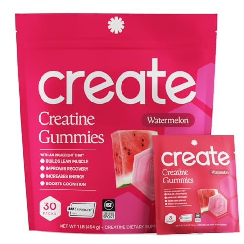 Create Creatine Monohydrate Gummies, 30 Single-Serve Packs, Watermelon