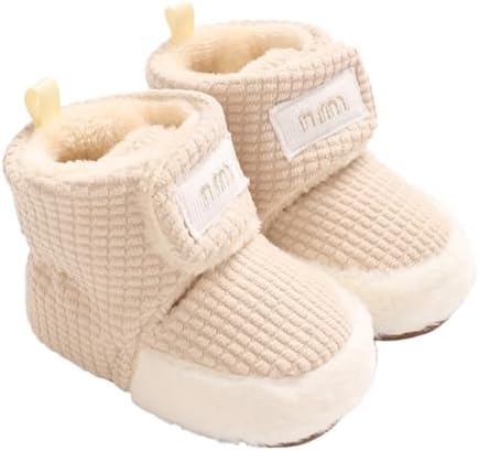 TMEOG Krabbelschuhe Baby Winterschuh Outdoor Fleece Boots Rutschfest Warme Booties Stiefel Gefütterte Neugeborene Walk Schuhe für Mädchen Jungen 0-18 Monate