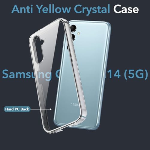 Image of Jkobi Lifetime Anti-Yellow Clear Back Cover Case for Samsung Galaxy M14 5G (Sleek Hard Crystal | Shockproof and Camera Protection)