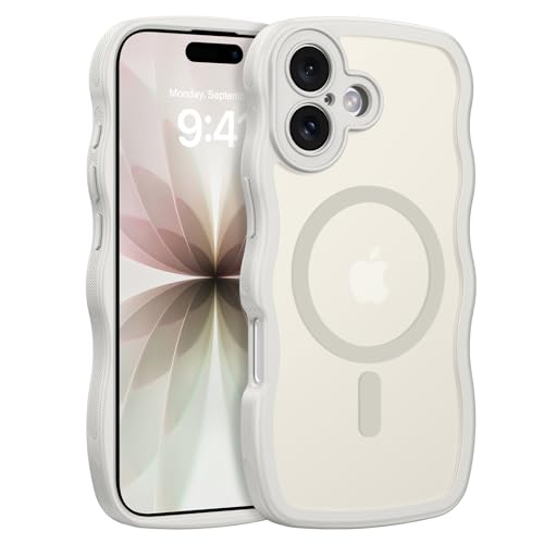 Image of YINLAI for iPhone 17 Case 6.3-inch [Compatible with MagSafe] [Soft Silicone] [Curly Wave] [Anti-Fingerprint] [Full Body Military Shockproof], Light Grey