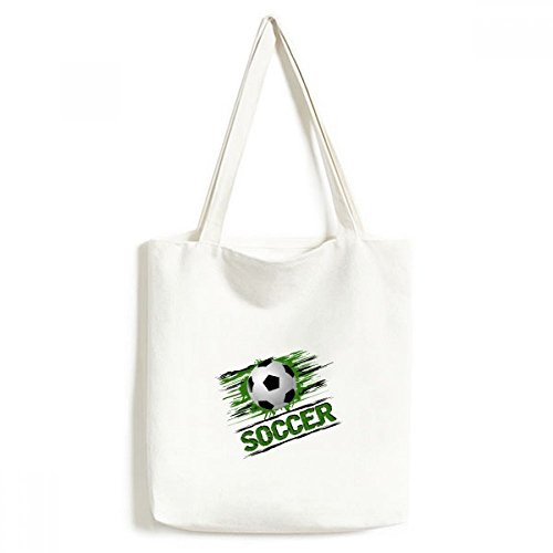 Sac en toile de football vert de 33 x 40 cm cabas lavable pour le sport