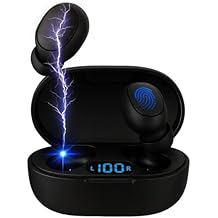 Acuvar Bluetooth Earbuds Wireless Waterproof Earbuds with Microphone, Touch Control, Noise Cancelling Stereo Bass, Charging Case Black