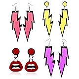 Acrylic 80s Dangle Earrings for Women Neon Lighting Mouth Statement Party Earring 80s Accessories
