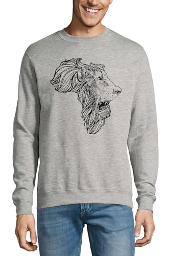 Pull lion tribal Afrique gris en coton de qualité supérieure durable