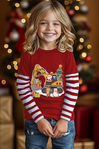 Toddler Boy Girl Christmas T-Shirt Stripe Long Sleeve Tees Ugly Xmas Santa Claus Tops 2-7 Years3