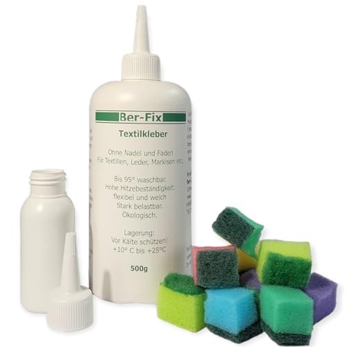 Ber-Fix 500g Textilkleber – Weich, flexibel & transparent – Waschmaschinenfester Stoffkleber für alle Naturfasern