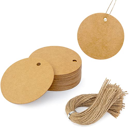 Sallyfashion 160Pcs Round Brown Gift Tags With String, Circle Kraft Tags For Clothing, Price, Gift, Cupcake Tags #TOP1
