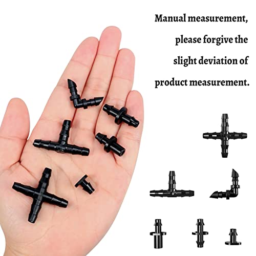 360 Pcs Drip Irrigation Parts Kit 1/4 Drip Irrigation Fittings Drip Irrigation Barbed Connectors For Tubing Fittings Kit For Flower Pot Garden Lawn Water Hose Connectors-Straight Barbs, Single Barbs, Tees, Elbows, End Plug, 4-Way Coupling #TOP5