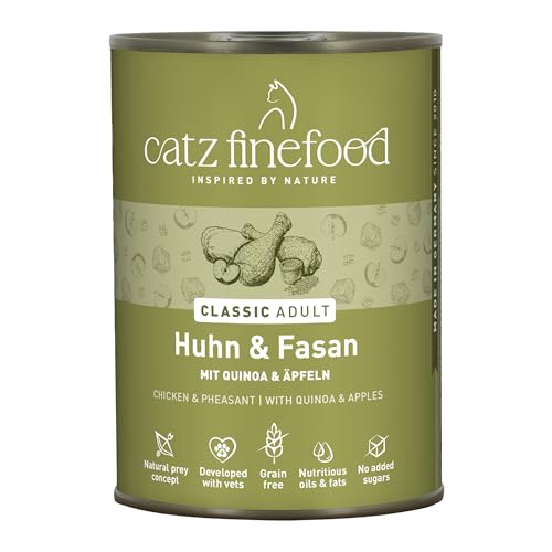 catz finefood N° 15 Huhn & Fasan Feinkost Katzenfutter nass, verfeinert mit Quinoa & Kresse, 6 x 400g Dosen