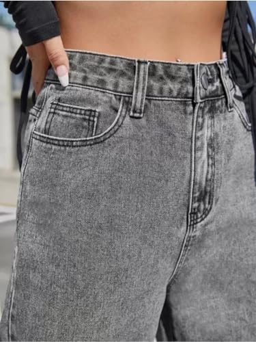 Image of Glossia Denim Baggy Jeans for Women | Stretchable High Waist Straight Fit Jeans for Women | High Rise Stretch Denim | Loose Fit Plus Size Denim (Sizes - 24 to 44) WJ11-1205-$