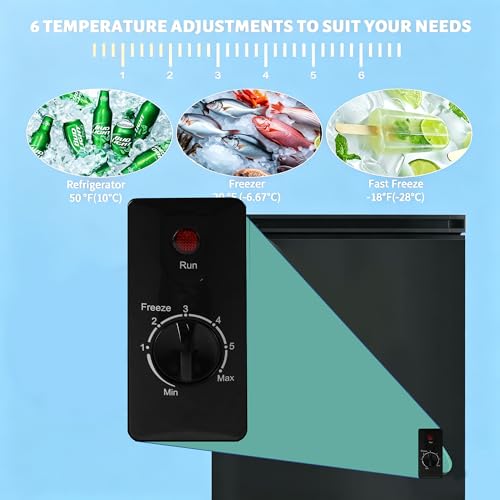 Compact Deep Freezer, 5.2 Cu Ft Chest Freezer with 6 Adjustable Thermostat, Top Open Door Freezer with Removable Basket, Energy Saving Freezer for Home, Apartment, Office, Black by rosmena - Image 2