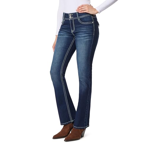 Image of WallFlower Bling Back Pocket Bootcut Jeans for Women, Luscious Curvy Fit, Embellished Mid-Rise Insta Stretch Denim